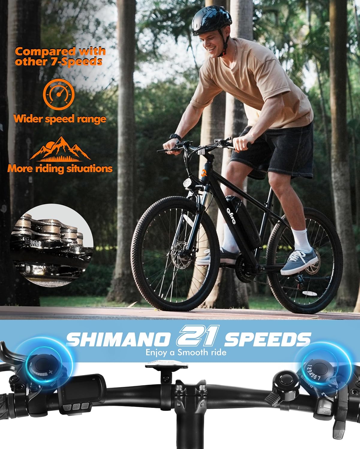 26" Electric Mountain Bike for Adults, 1000W Peak Motor, 21-Speed Lightweight E-Bike, Up to 40-Mile Range