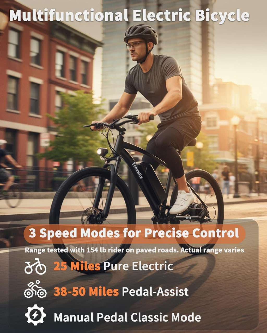 26" Electric Mountain Bike for Adults with 500W Peak Motor, Cadence & Torque Sensor, 6-Speed Gear System, 20 MPH & Up to 74 Miles Range