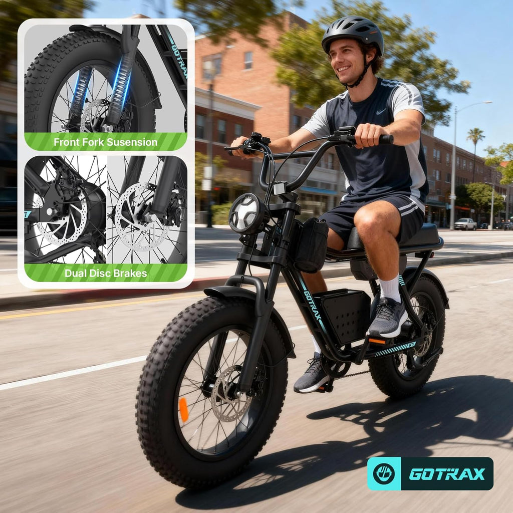 750W Electric Bike for Adults – 20" Fat Tire E-Bike, 25 MPH Top Speed, Up to 45 Miles Range, Basket & Frame Bag Included