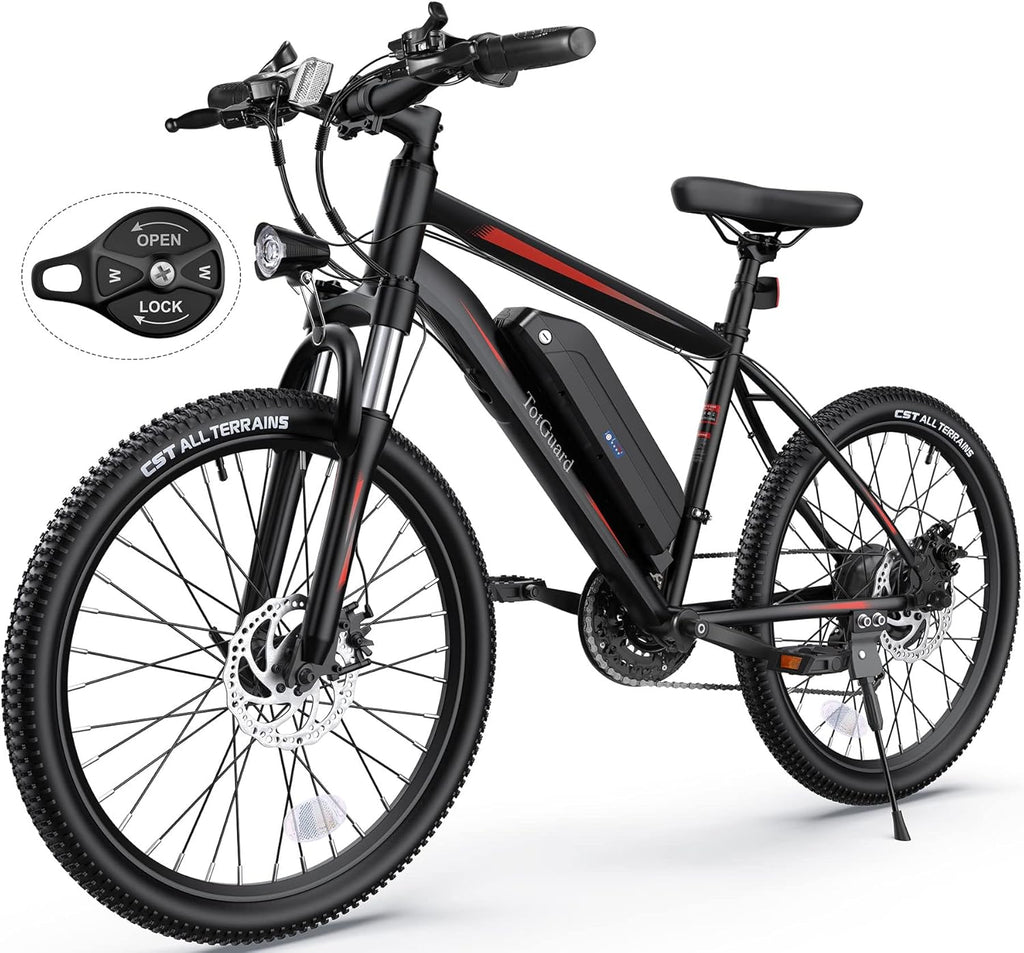 26" Electric Mountain Bike for Adults with Front Suspension – Up to 19.8 MPH, 50-Mile Range