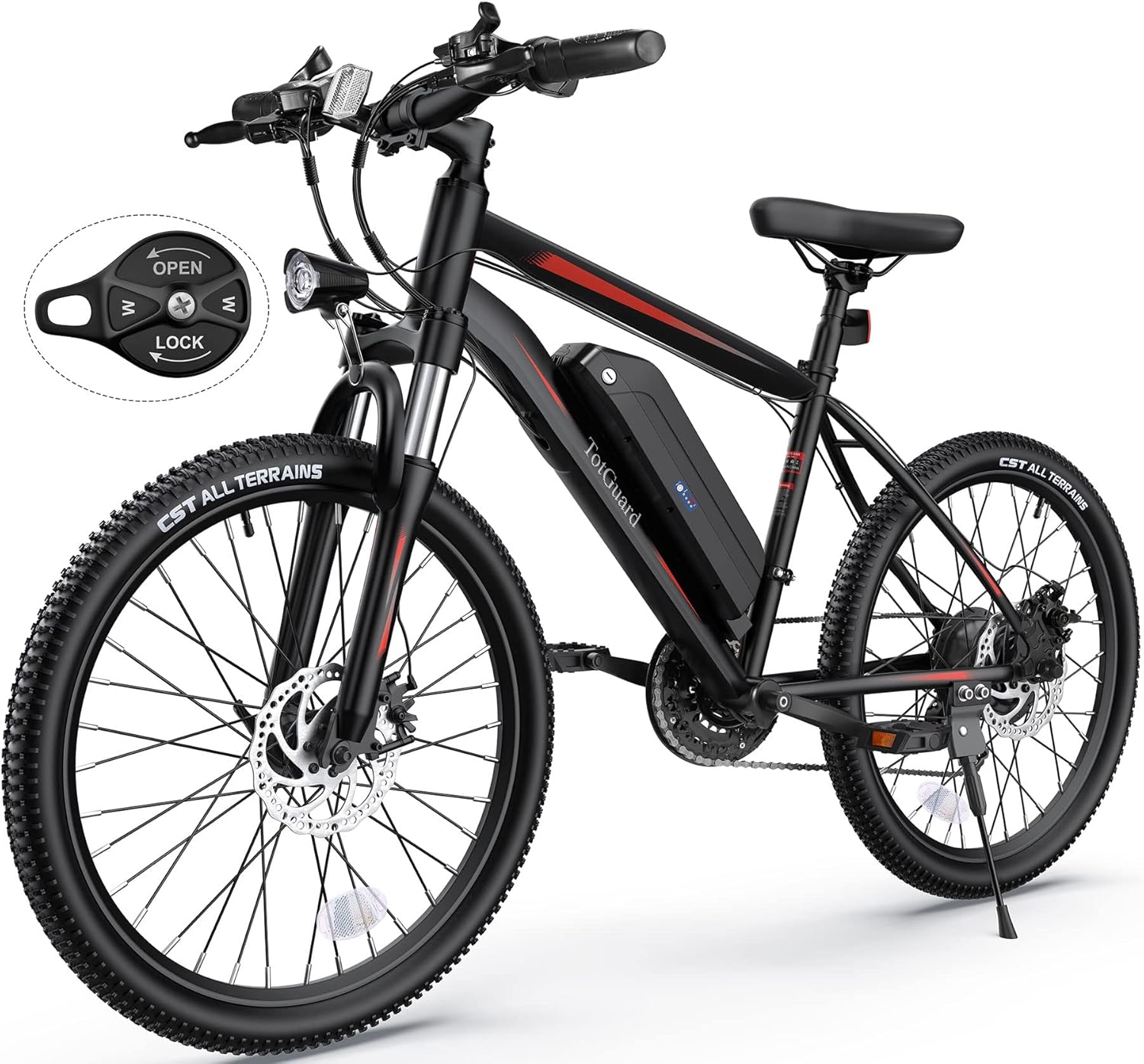 26" Electric Mountain Bike for Adults with Front Suspension – Up to 19.8 MPH, 50-Mile Range