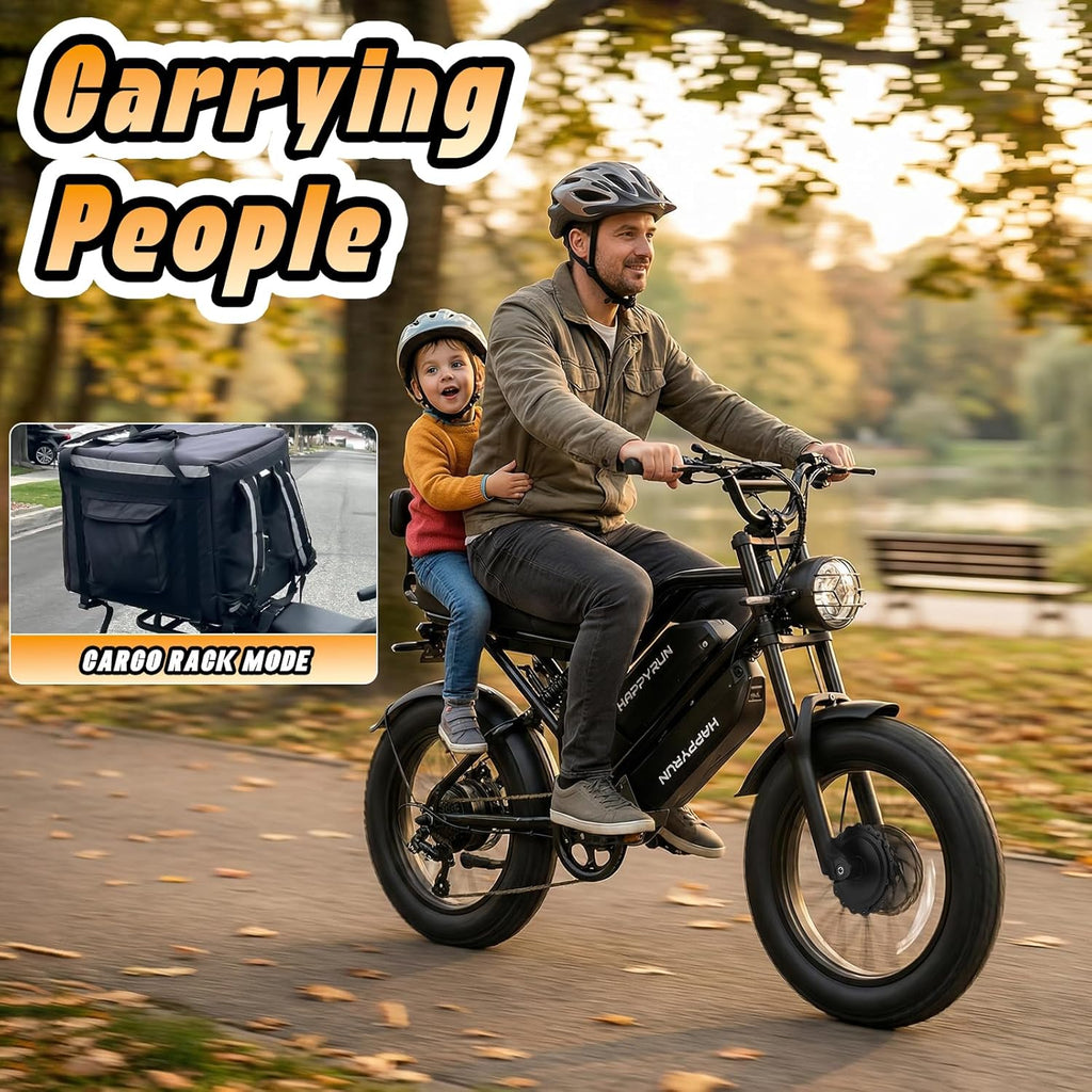 5000W Peak Dual Motor Electric Bike for Adults – 20" Fat Tire E-Bike, 36 MPH Top Speed, 85+ Miles Range, Hydraulic Brakes