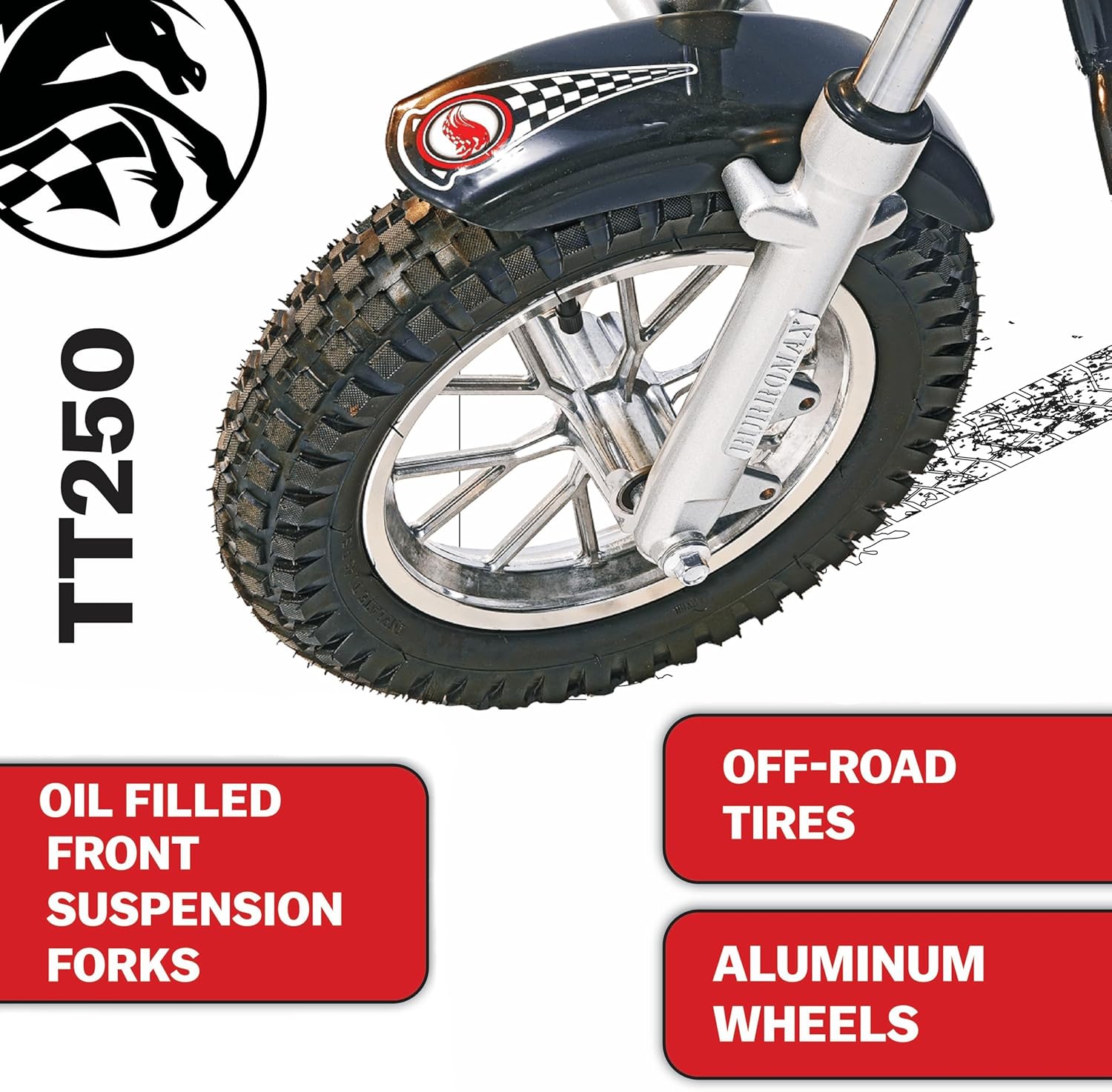 Kids Electric Dirt Bike – 250W Off-Road Mini Bike with 2-Speed Modes, Up to 14 MPH & 150 lb Rider Capacity