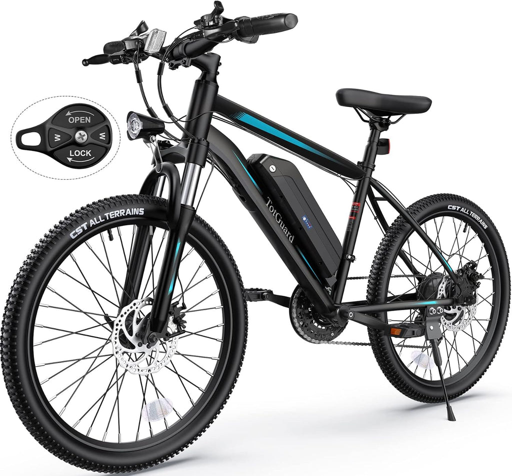 26" Electric Mountain Bike for Adults with Front Suspension – Up to 19.8 MPH, 50-Mile Range