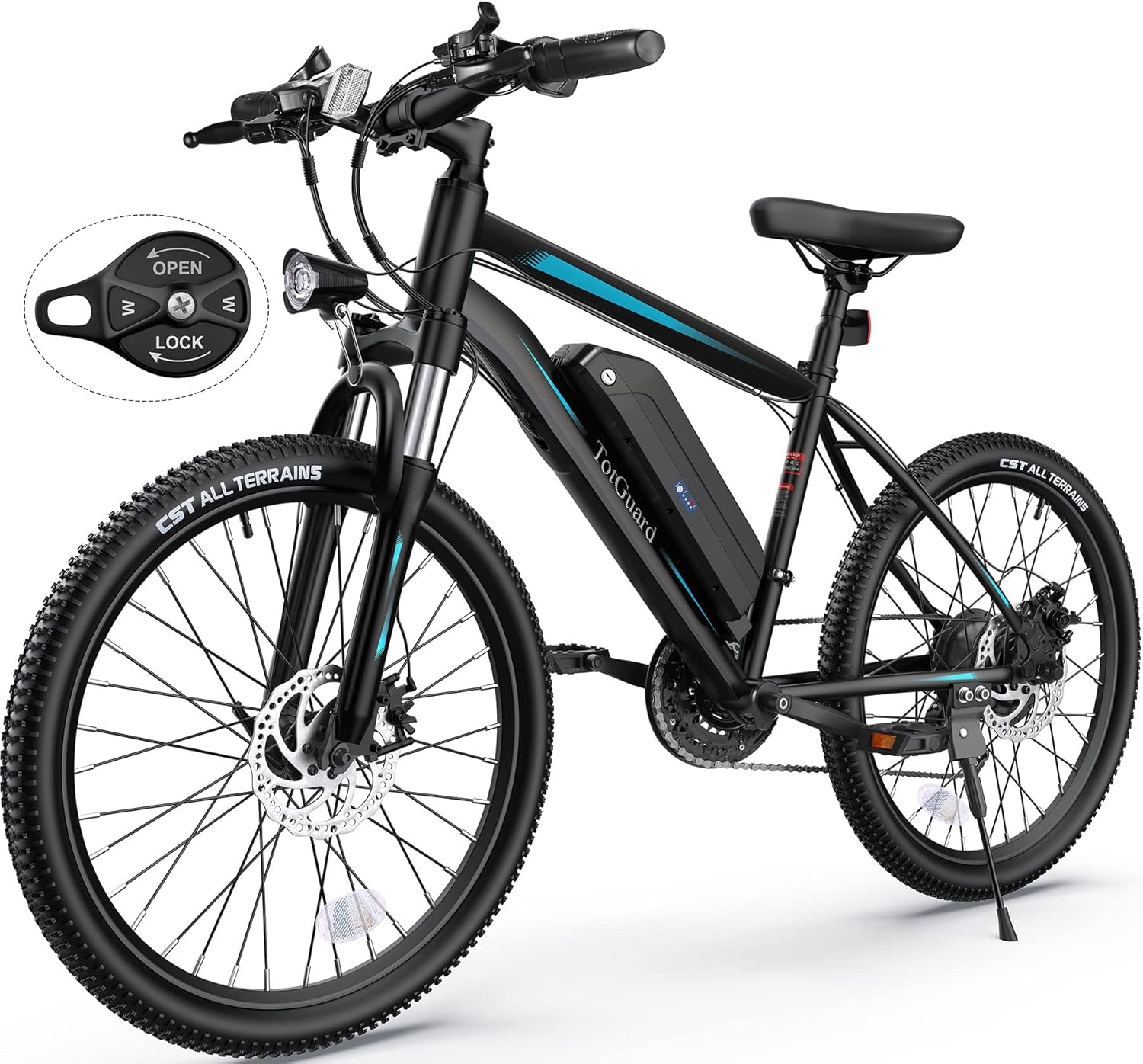 26" Electric Mountain Bike for Adults with Front Suspension – Up to 19.8 MPH, 50-Mile Range