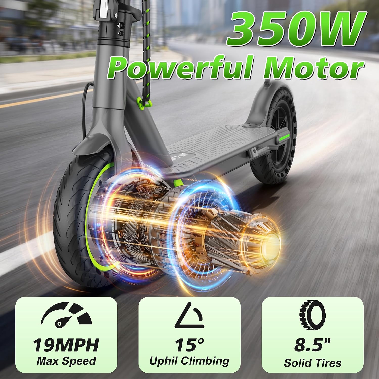 Electric Scooter, 350W/500W/800W/1000W/250W Powerful Motor & 19/22/ 9 MPH