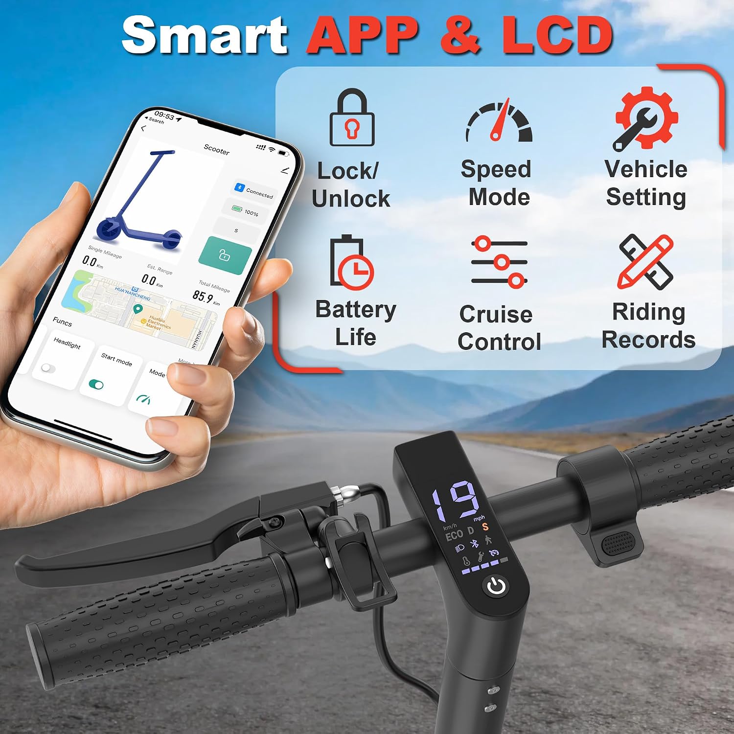 Electric Scooter, 350W/500W/800W/1000W/250W Powerful Motor & 19/22/ 9 MPH