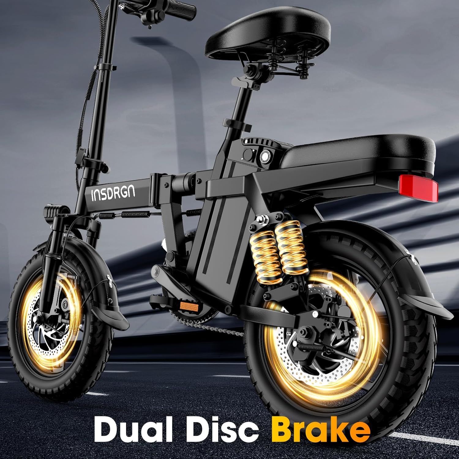 14-Inch Folding Electric Bike for Adults, Compact Commuter E-Bike with Removable Power System, Long-Range Design, UL Certified