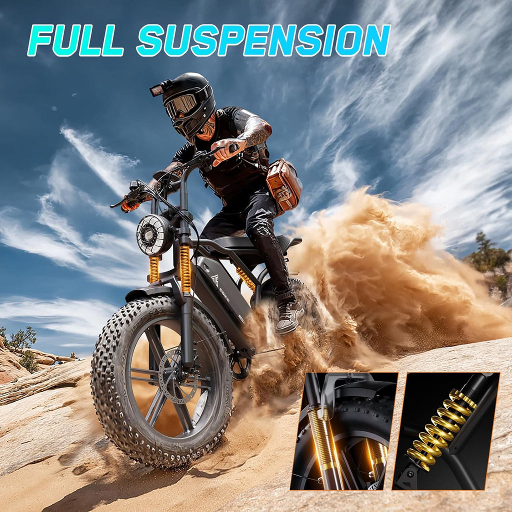 1500W Peak Fat Tire Electric Bike for Adults – 20-Inch All-Terrain E-Bike with Long Range, Off-Road Ready & UL 2849 Tested