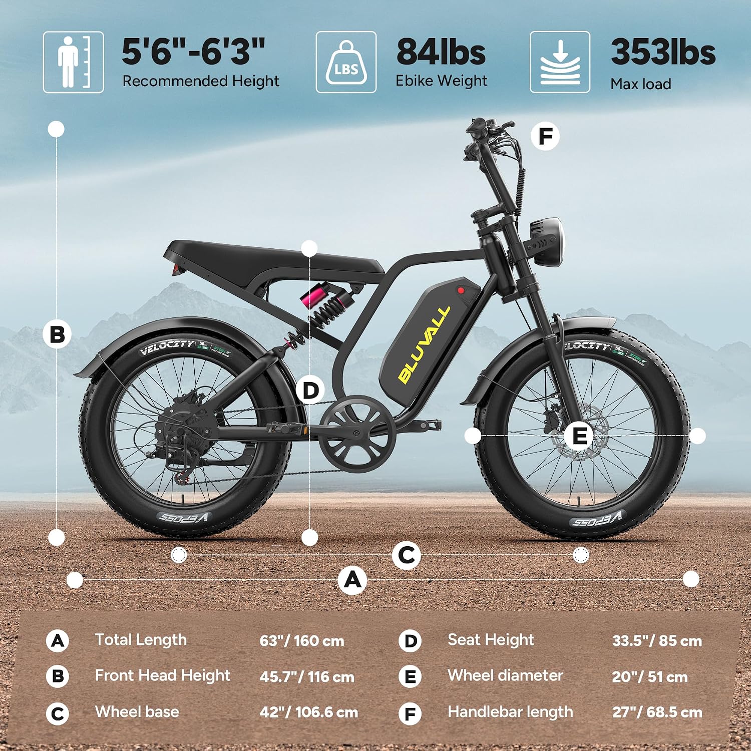 Electric Fat Tire Bike for Adults, Full Suspension All-Terrain E-Bike, 20-Inch Wheels, Hydraulic Brakes, Multi-Speed Drivetrain