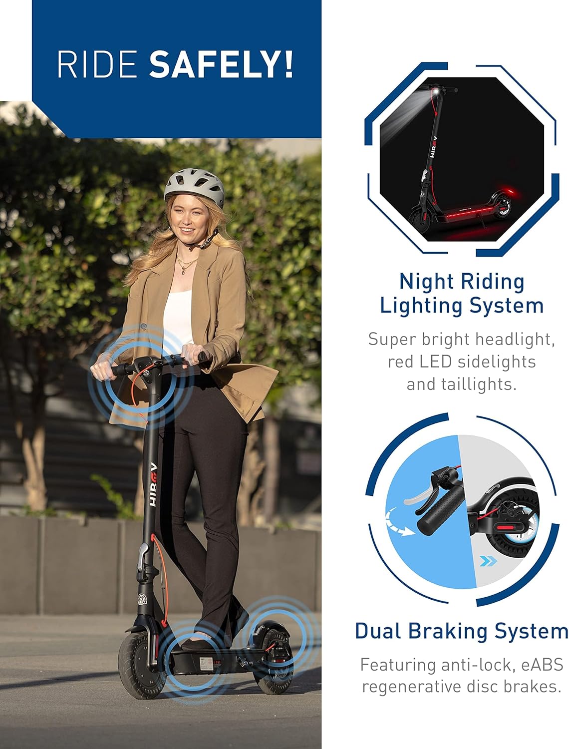 Electric Scooter, 500W Motor (750W Peak), 10" Honeycomb Tires, Up to 25 Miles Range
