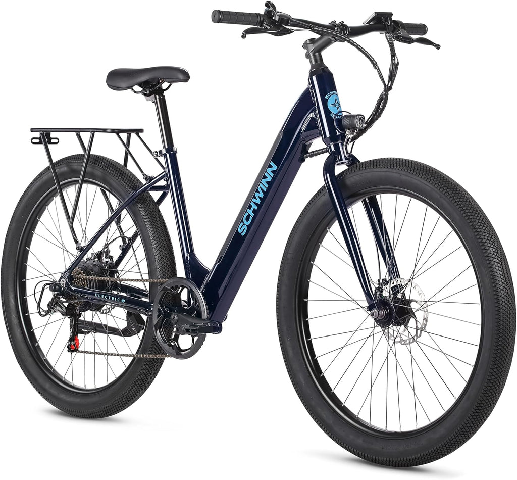 27-Inch Electric Hybrid Bike for Adults with Hub Motor – Blue