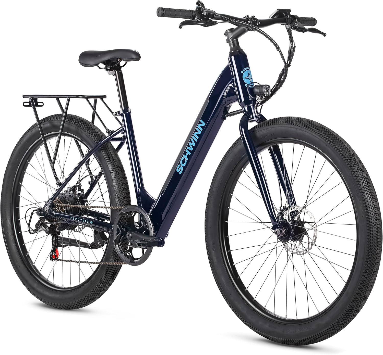 27-Inch Electric Hybrid Bike for Adults with Hub Motor – Blue
