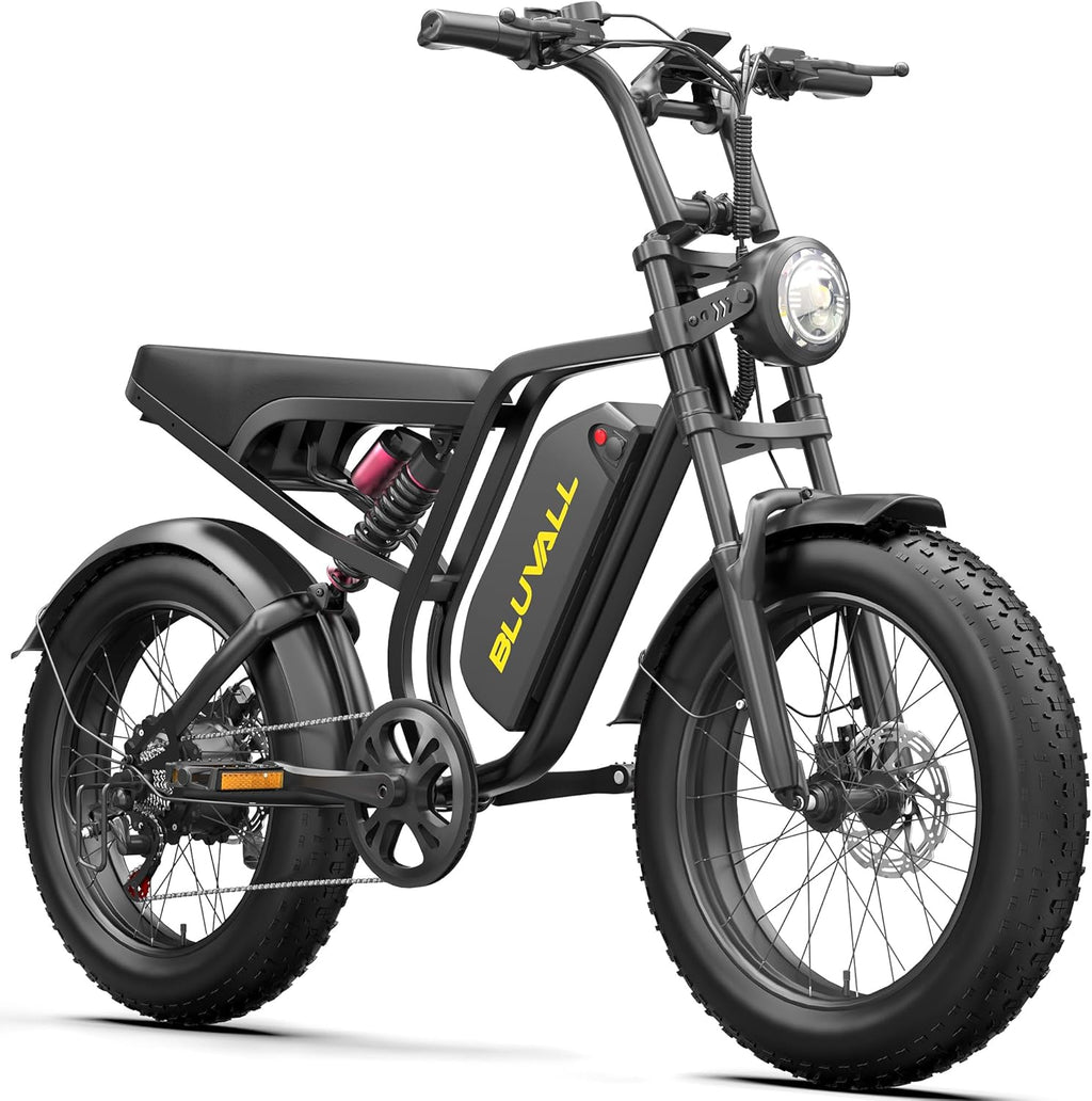 Electric Fat Tire Bike for Adults, Full Suspension All-Terrain E-Bike, 20-Inch Wheels, Hydraulic Brakes, Multi-Speed Drivetrain
