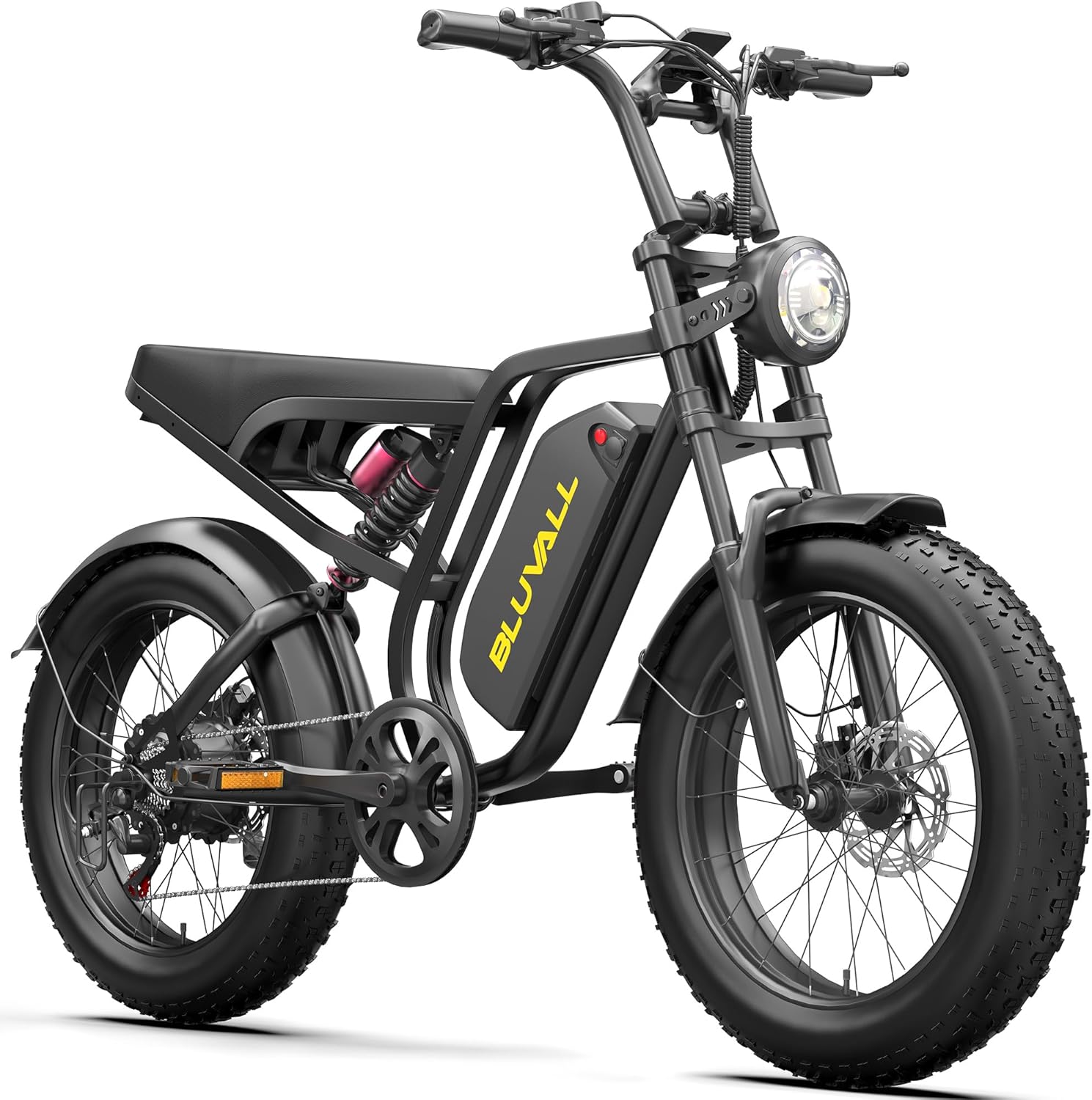 Electric Fat Tire Bike for Adults, Full Suspension All-Terrain E-Bike, 20-Inch Wheels, Hydraulic Brakes, Multi-Speed Drivetrain