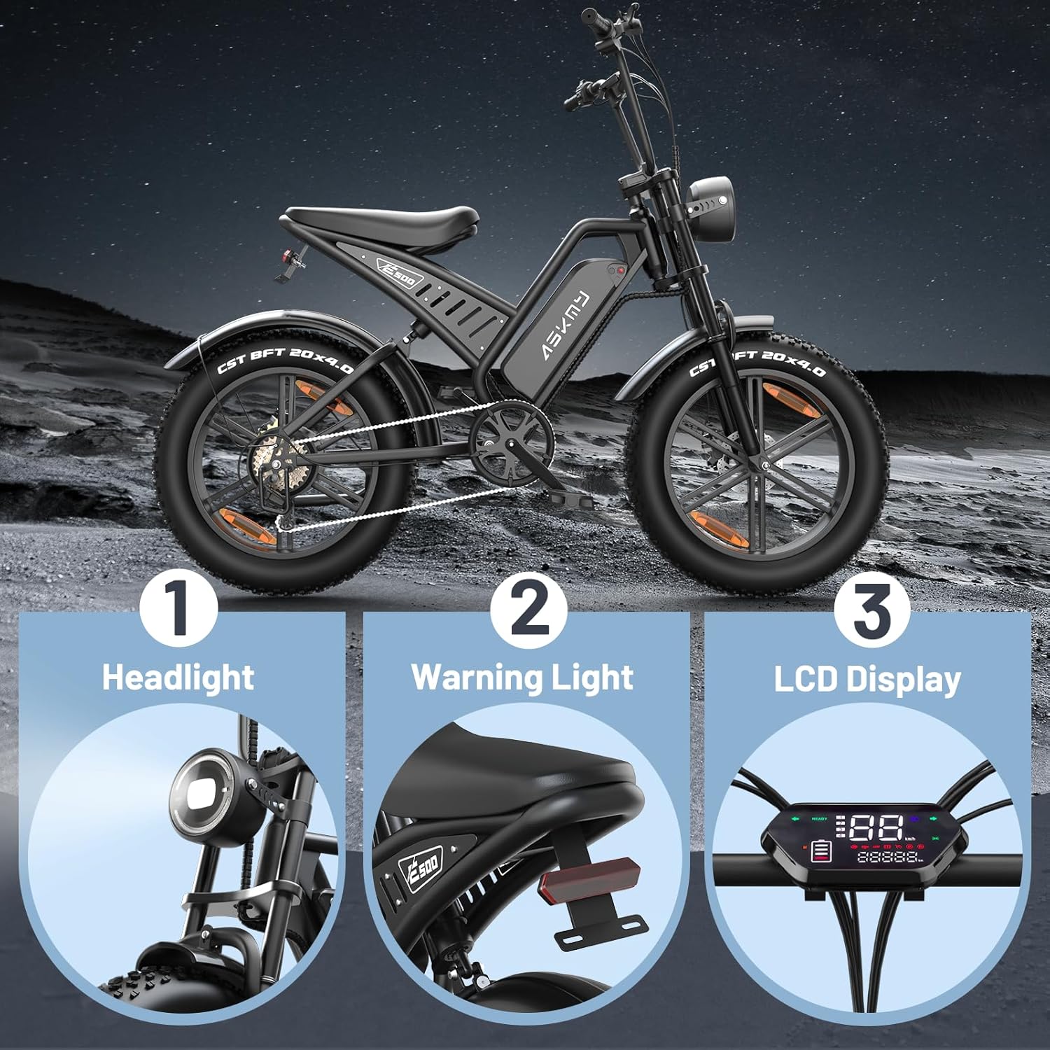 Electric Mountain Bike for Adults, 20-Inch Fat Tire All-Terrain E-Bike, Long-Range Commuter & Off-Road Electric Bicycle