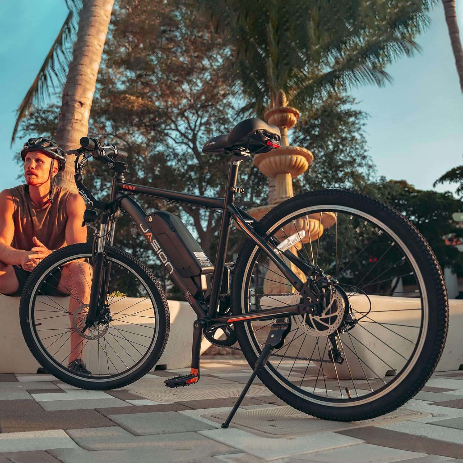 26" Electric Bike for Adults, 1000W Peak Motor, Up to 40-Mile Range, 7-Speed Commuter E-Mountain Bike with Front Suspension