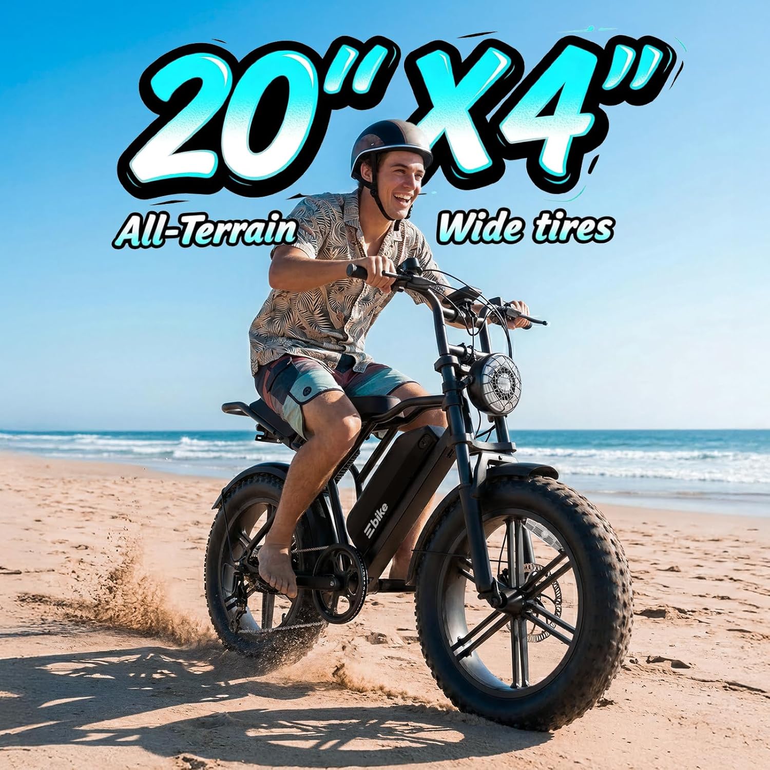 Adult Electric Fat Tire Bike, 1500W Peak Motor, Up to 60-Mile Range, 20" All-Terrain E-Bike with Dual Suspension & 7-Speed Drivetrain