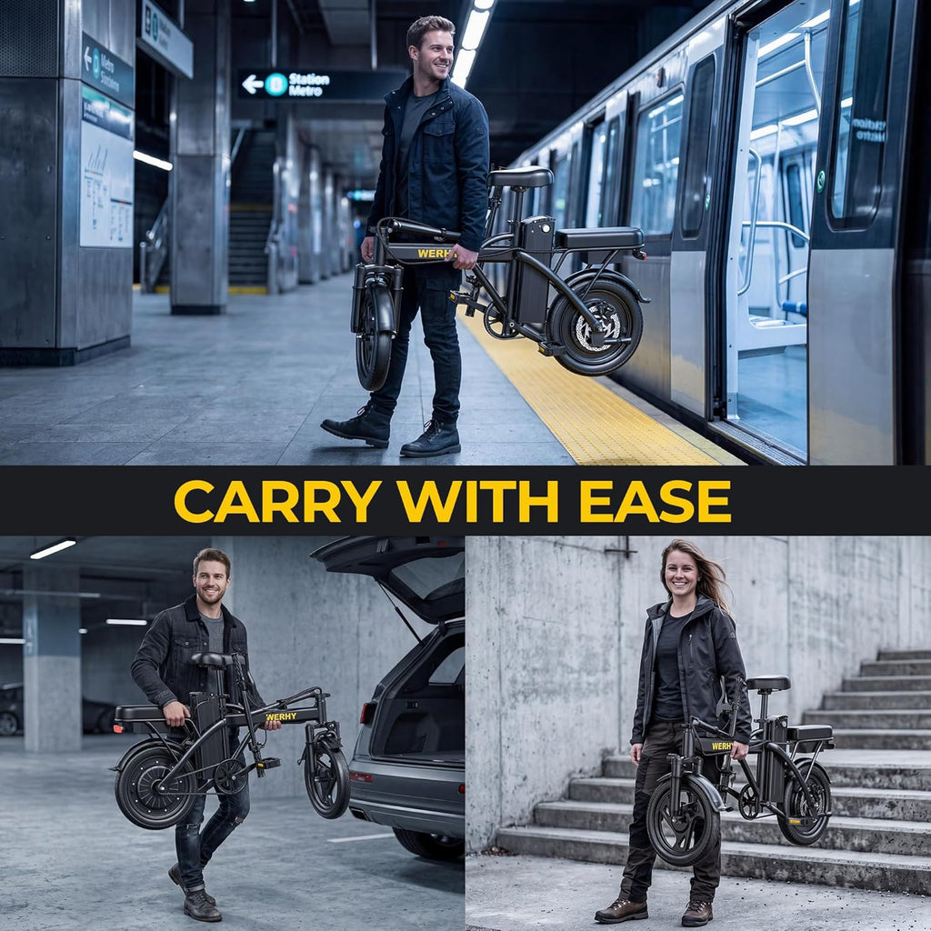 Folding Electric Bike for Adults – 500W Motor, 14" Mini Ebike, 20 MPH, Up to 20-Mile Range