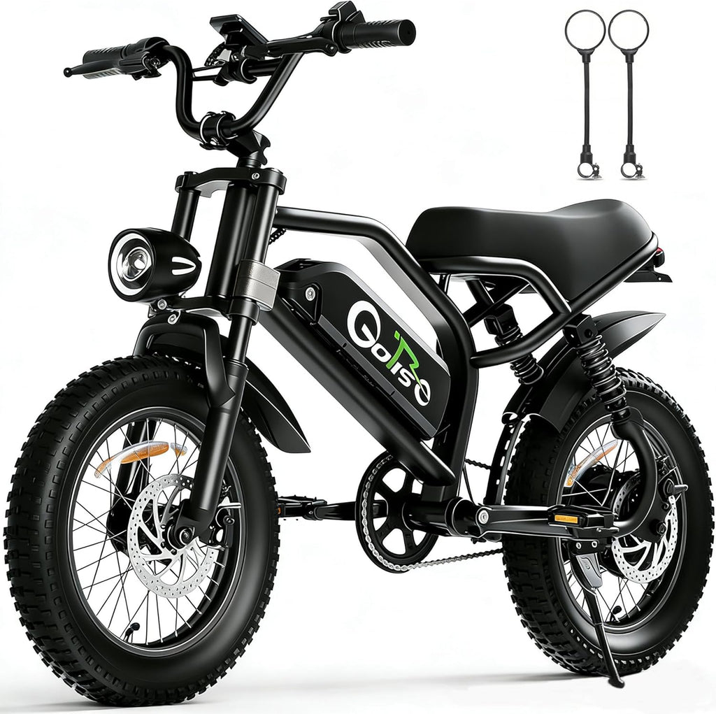 1500W Peak Electric Bike for Adults & Teens – 16-Inch Fat Tire All-Terrain E-Bike with Full Suspension & Up to 65-Mile Range