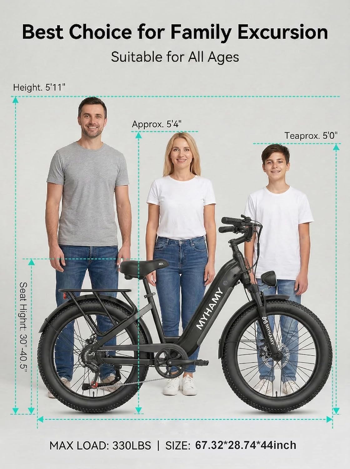 24" Fat Tire Electric Mountain Bike for Adults – All-Terrain E-Bike with Dual Suspension & 7-Speed Gear System