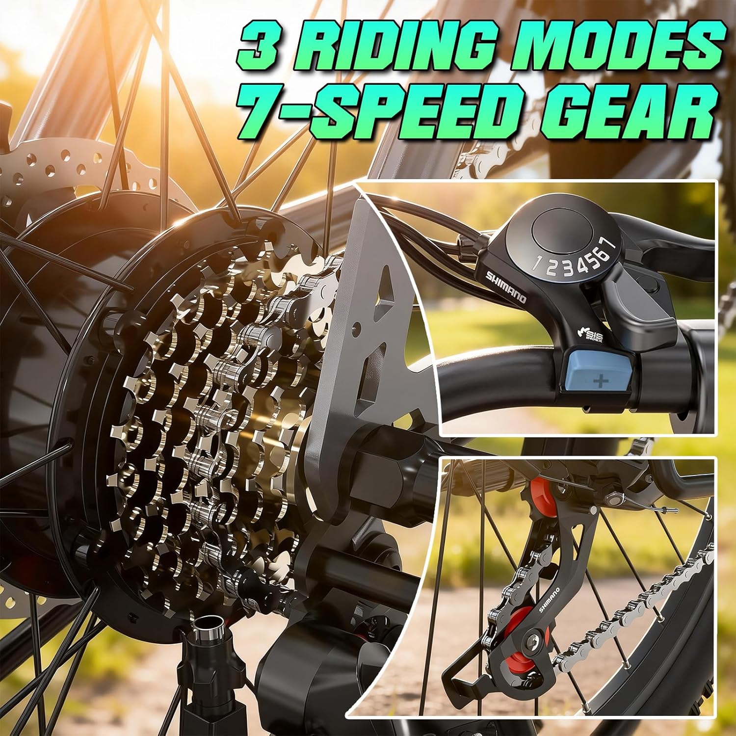 26" Electric Bike for Adults, 720W Peak Motor, 7-Speed Commuter E-Bike, Up to 50-Mile Range, All-Terrain Electric Bicycle