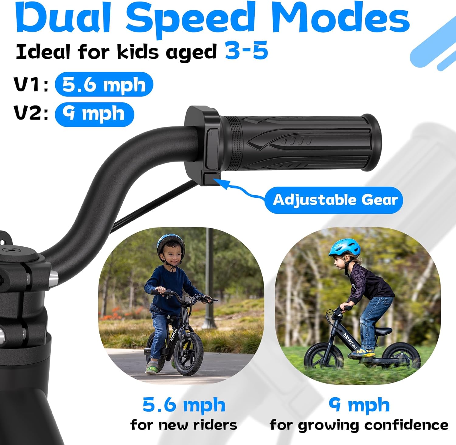 Electric Balance Bike for Kids Ages 3–5, 12-Inch Tires, Adjustable Seat, Up to 9 MPH, 4.9 Miles Range, Lightweight Electric Ride-On Bike