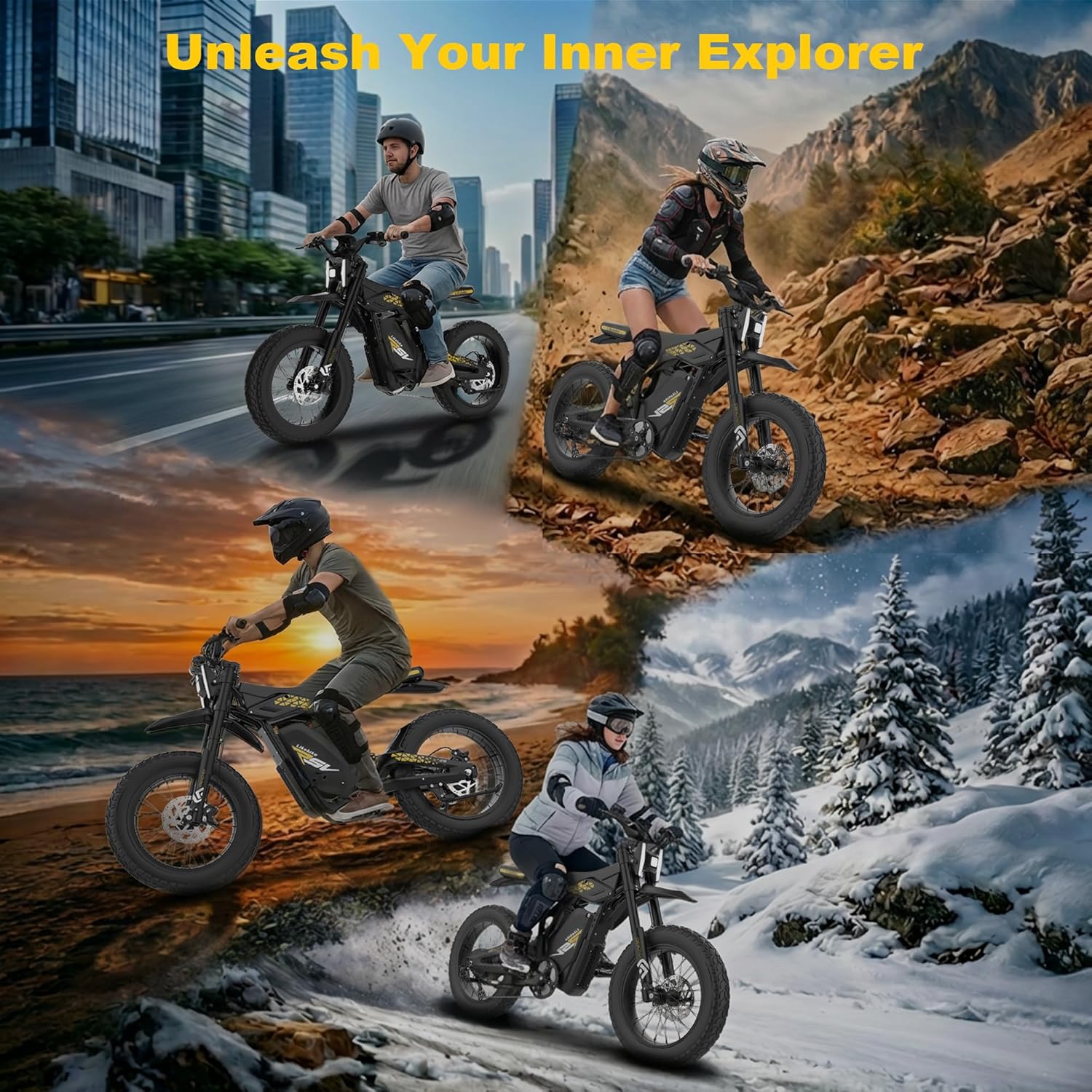 20" Fat Tire Electric Dirt Bike for Adults – 2000W/3000W Motor, Full Suspension, 7-Speed Gears