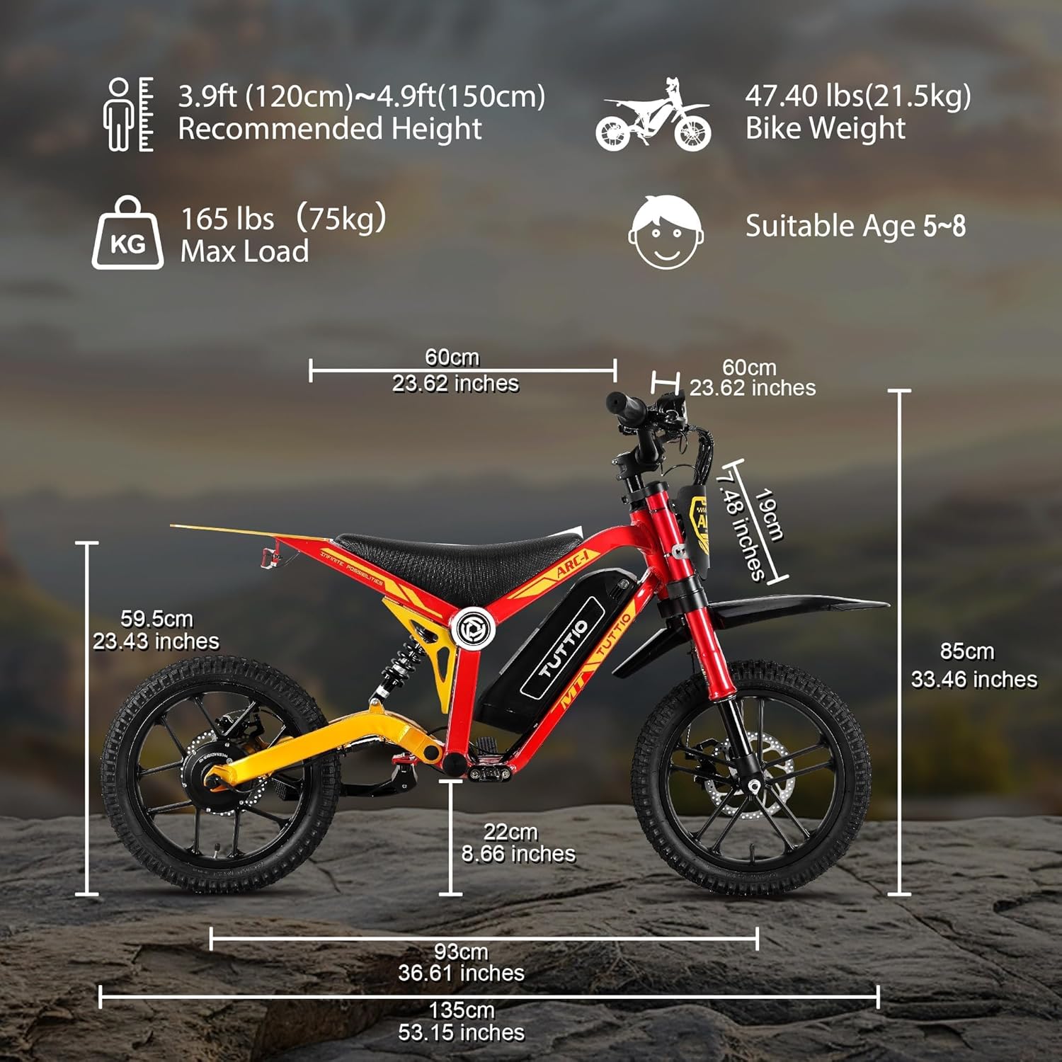 750W Electric Dirt Bike for Kids Ages 5–8 – 22 MPH Mini Electric Motorcycle, Up to 25 Miles Range, 5-Speed Modes