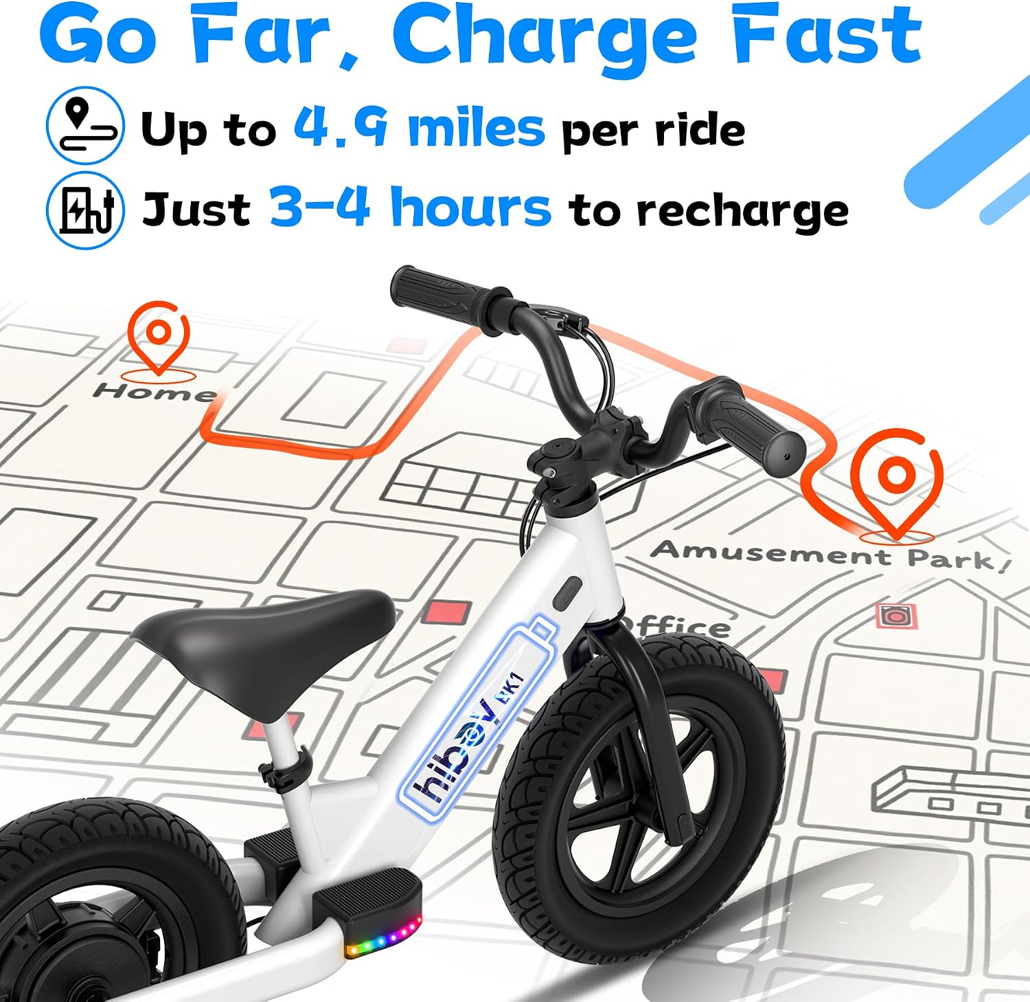 Electric Balance Bike for Kids (Ages 3–5) – 12" Training E-Bike with Adjustable Seat