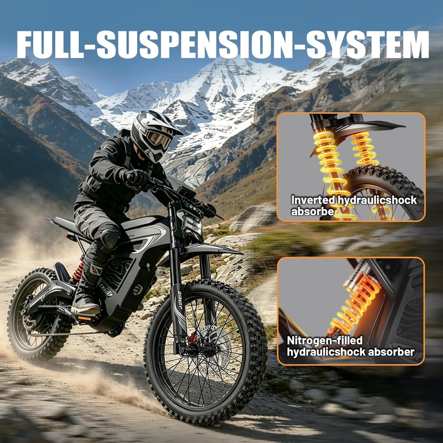 7500W Peak Electric Dirt Bike for Adults – 55 MPH Electric Motorcycle, 80+ Mile Range, Full Suspension & Hydraulic Brakes