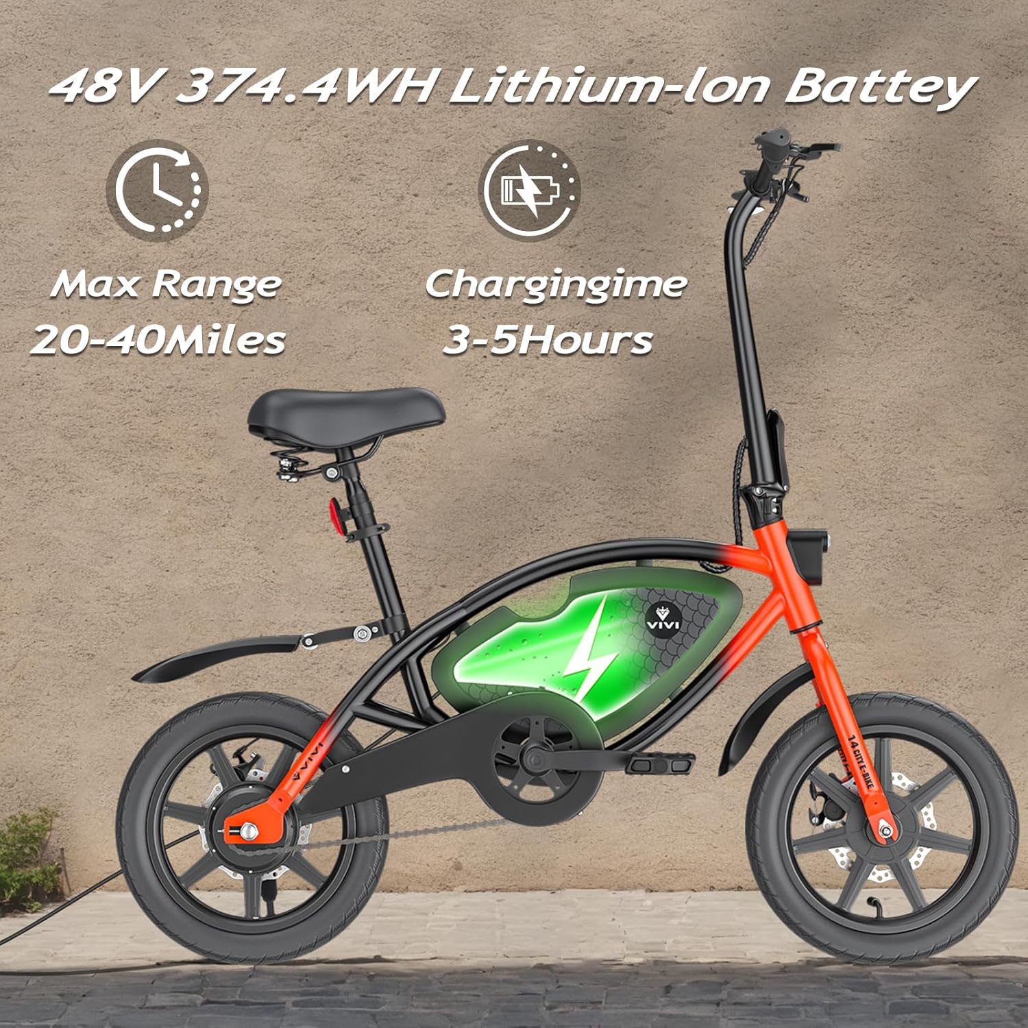 14" Folding Electric Bike for Adults & Teens – Compact City E-Bike with Cruise Control & Long-Range Assist