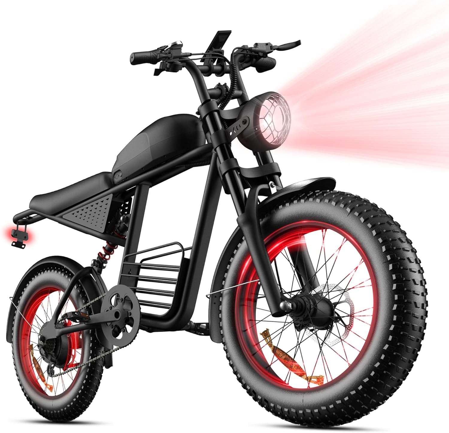 Adult Electric Fat Tire Bike, Up to 37 MPH, Long-Range All-Terrain E-Bike, 20" Off-Road Tires, Mountain, Snow & Sand Ready