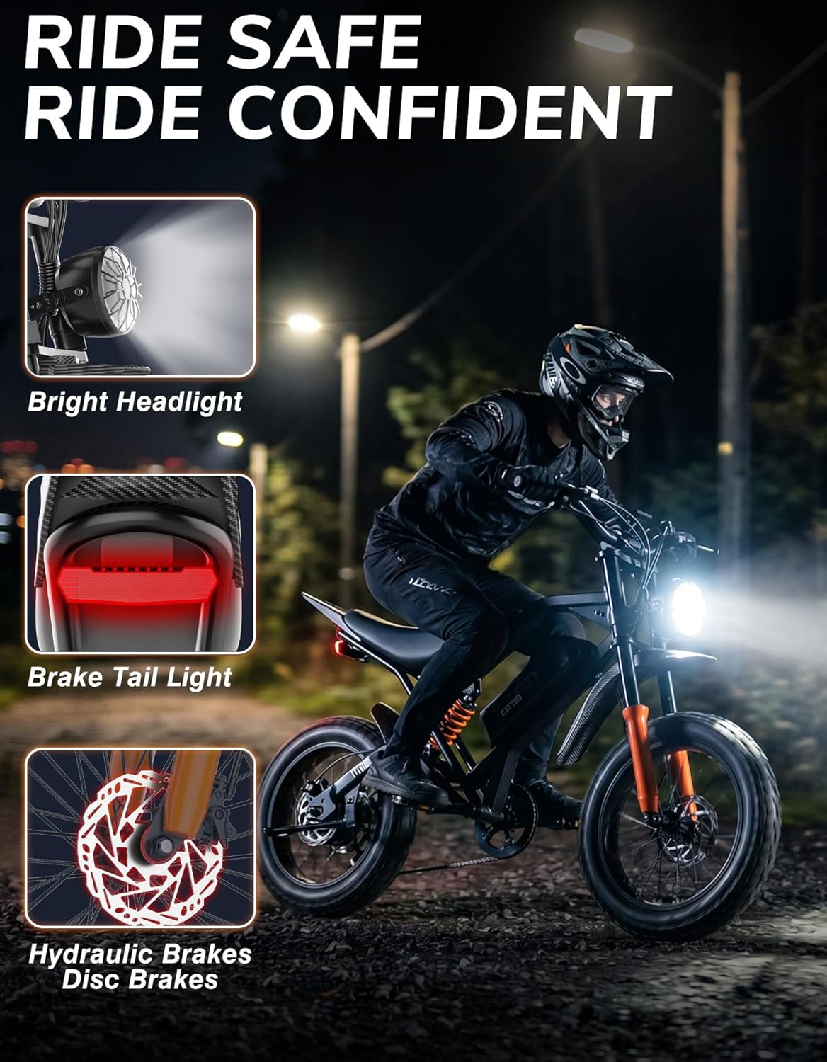 Electric Off-Road Bike for Adults, Full Suspension All-Terrain E-Bike, Hydraulic Brakes, Multi-Speed Drivetrain