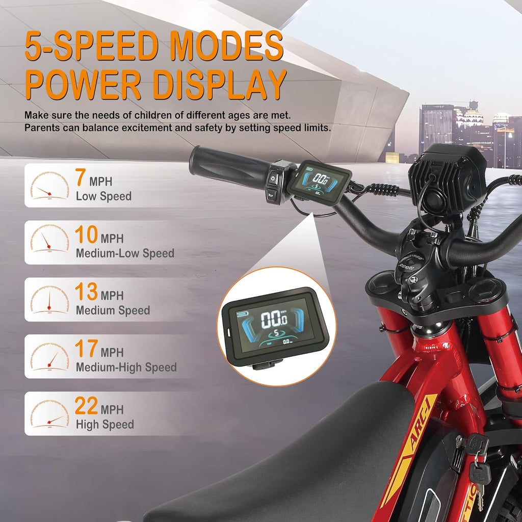 750W Electric Dirt Bike for Kids Ages 5–8 – 22 MPH Mini Electric Motorcycle, Up to 25 Miles Range, 5-Speed Modes