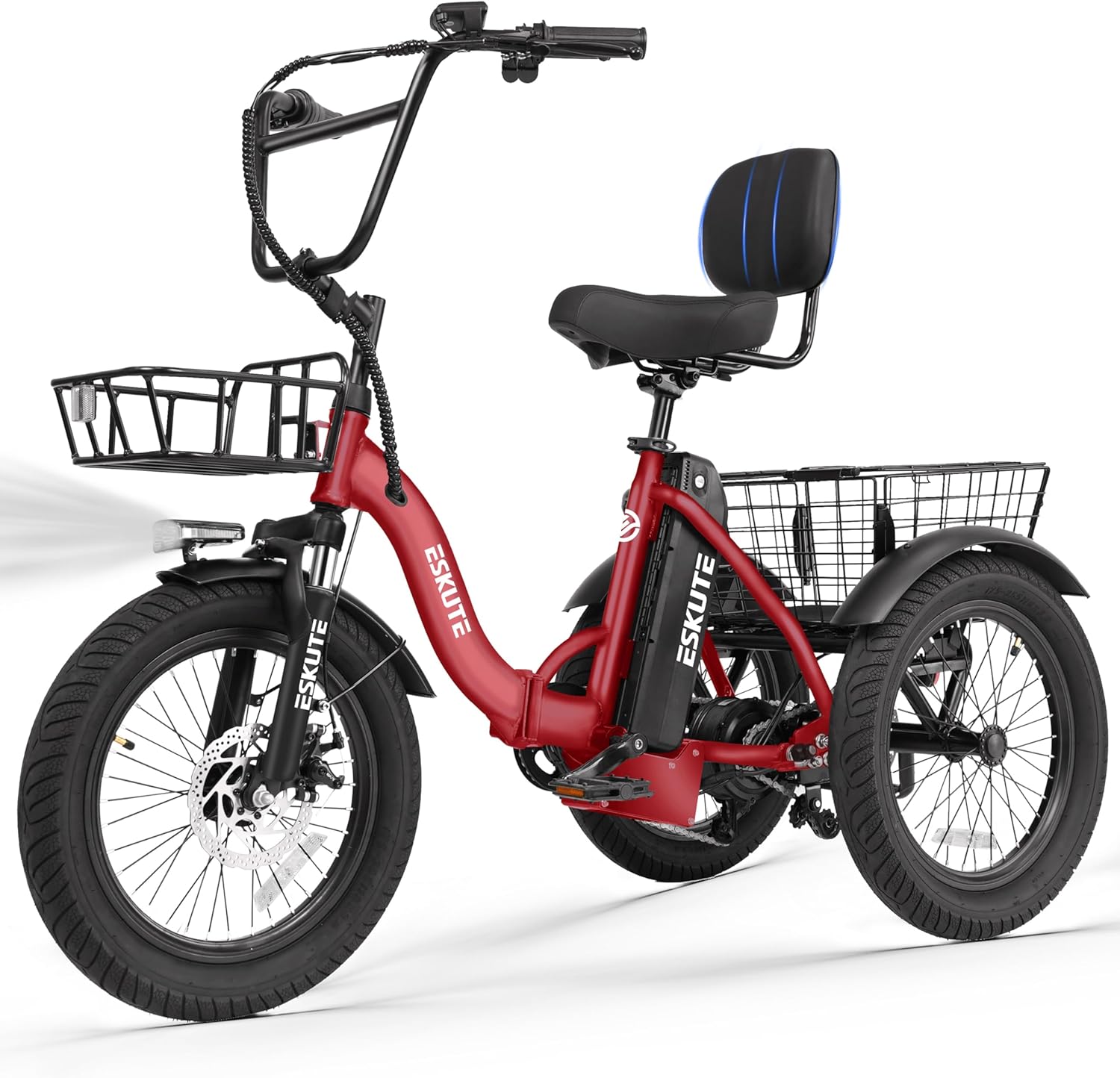 Electric Tricycle for Adults, Folding 3-Wheel Electric Bike with Fat Tires, Step-Through Frame, Long-Range Electric Trike