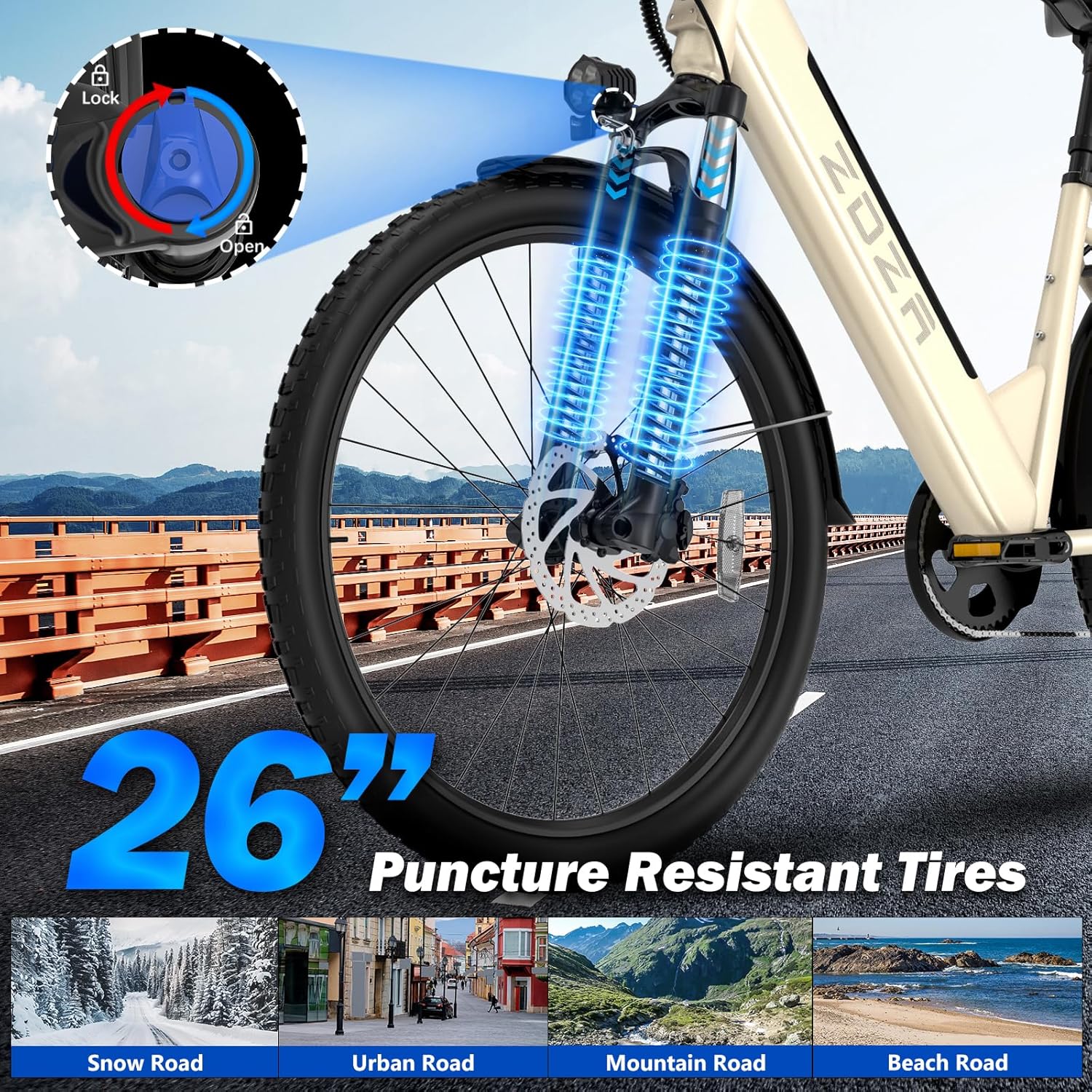 Step-Through Electric Bike for Adults, 1000W Peak Motor, 7-Speed Commuter E-Bike with Rear Cargo Rack