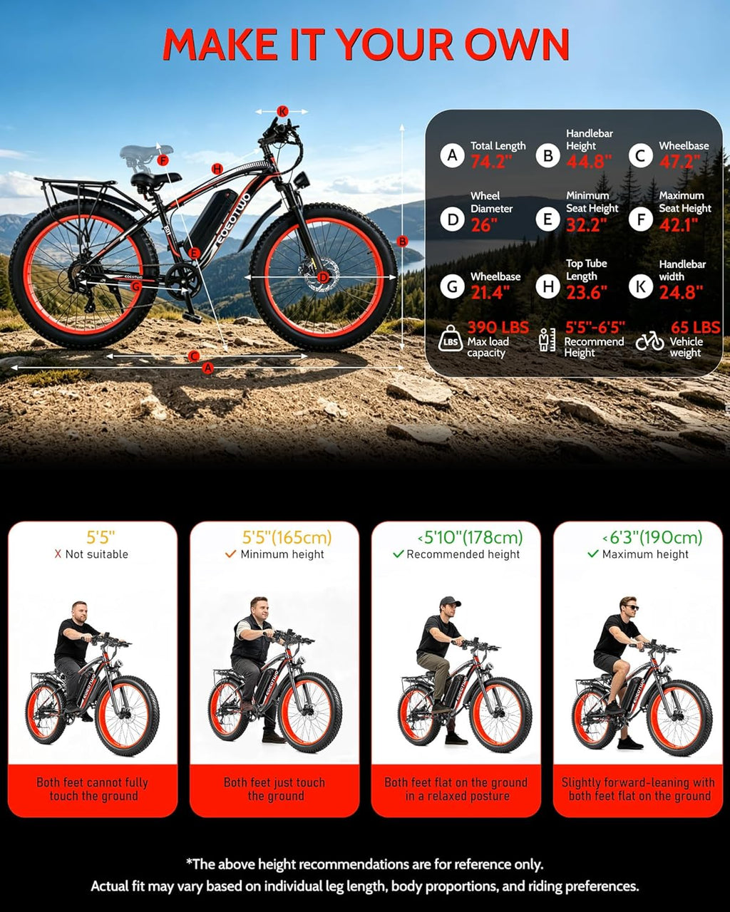 26" Fat Tire Electric Bike for Adults, 1500W Peak Motor, 28+ MPH, 7-Speed Electric Mountain Bike with Long-Range Performance