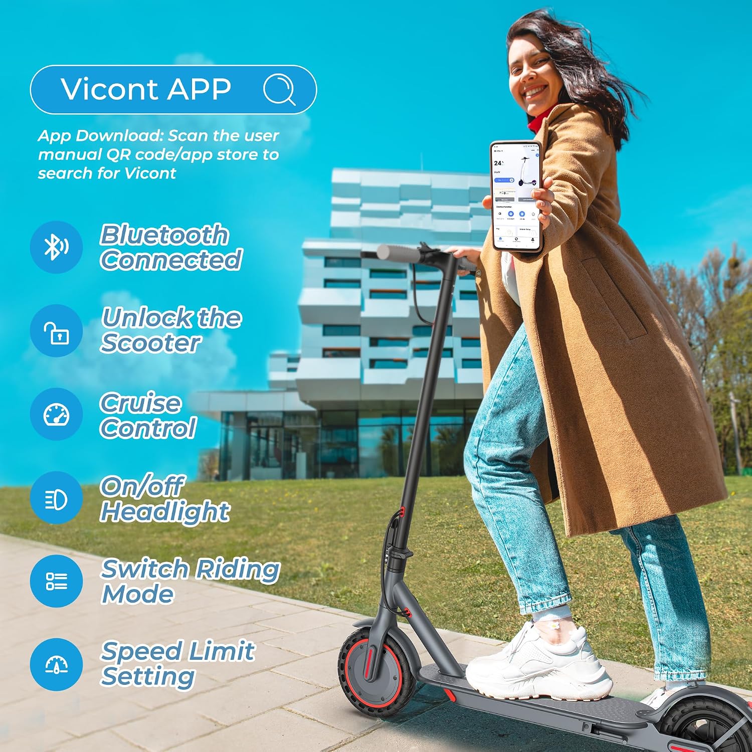 Electric Scooter for Adults – 350W/500W Motor, 19 MPH/22Mph Top Speed