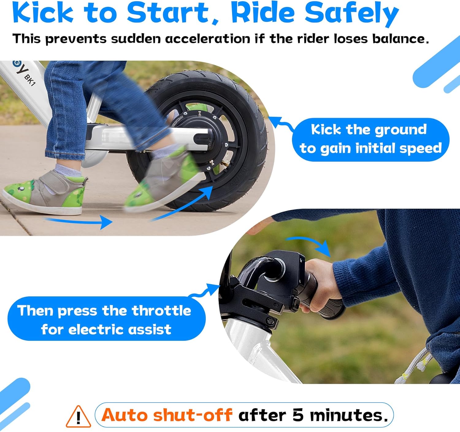 Electric Balance Bike for Kids (Ages 3–5) – 12" Training E-Bike with Adjustable Seat