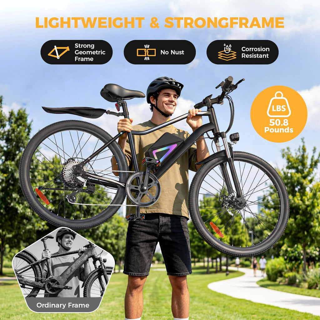 Electric Bike for Adults, 26-Inch & Foldable Commuter E-Bike, Long-Range Electric Bicycle with Multi-Speed Drivetrain and Removable Power System