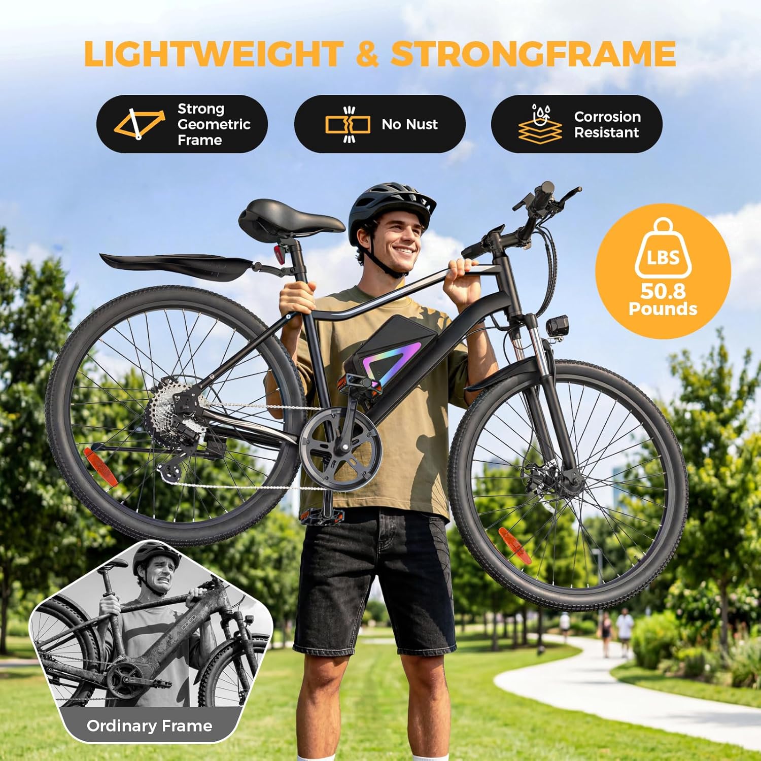 Electric Bike for Adults, 26-Inch & Foldable Commuter E-Bike, Long-Range Electric Bicycle with Multi-Speed Drivetrain and Removable Power System