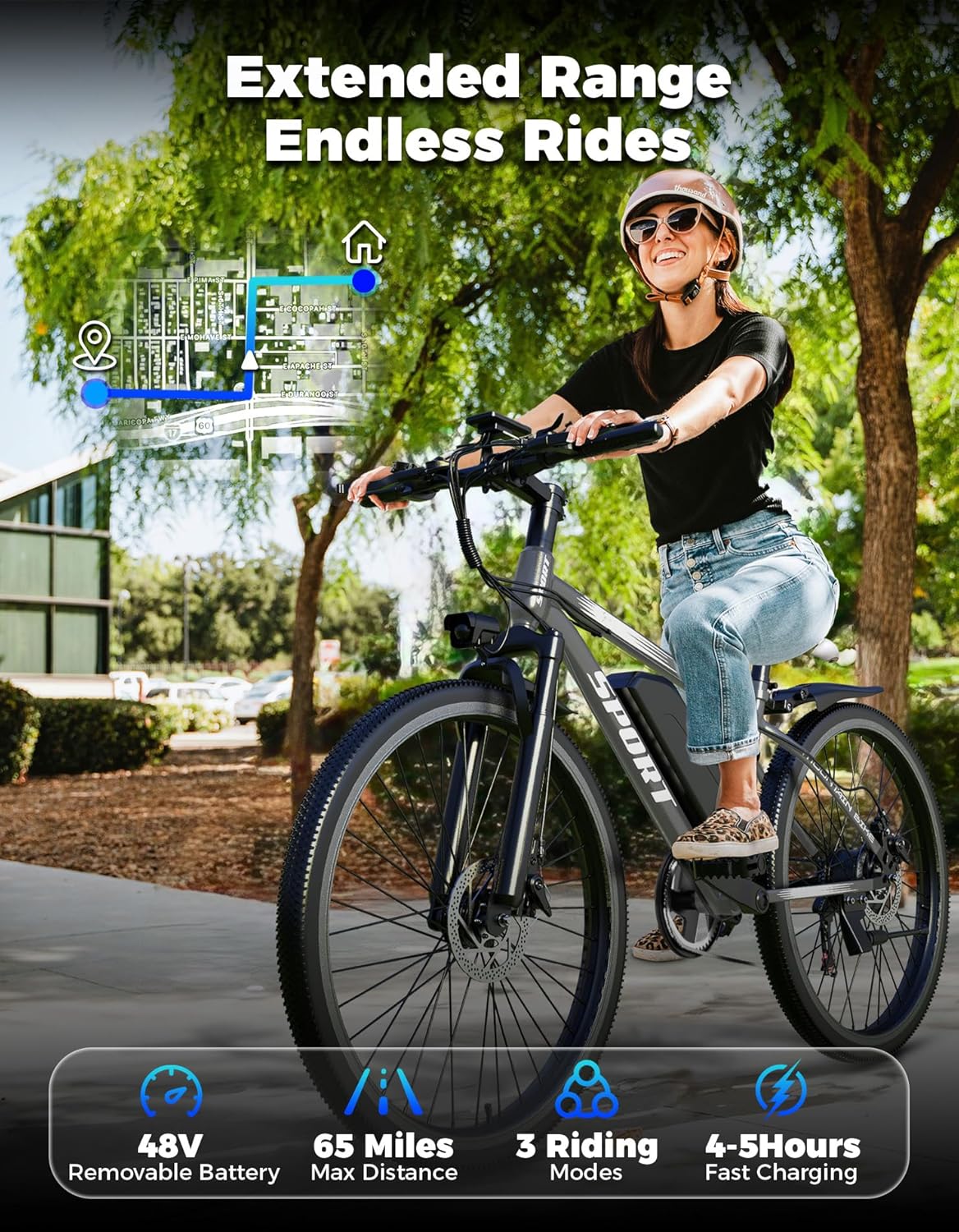 1500W Electric Mountain Bike for Adults – 25 MPH, 65-Mile Range, 26" Commuter E bike