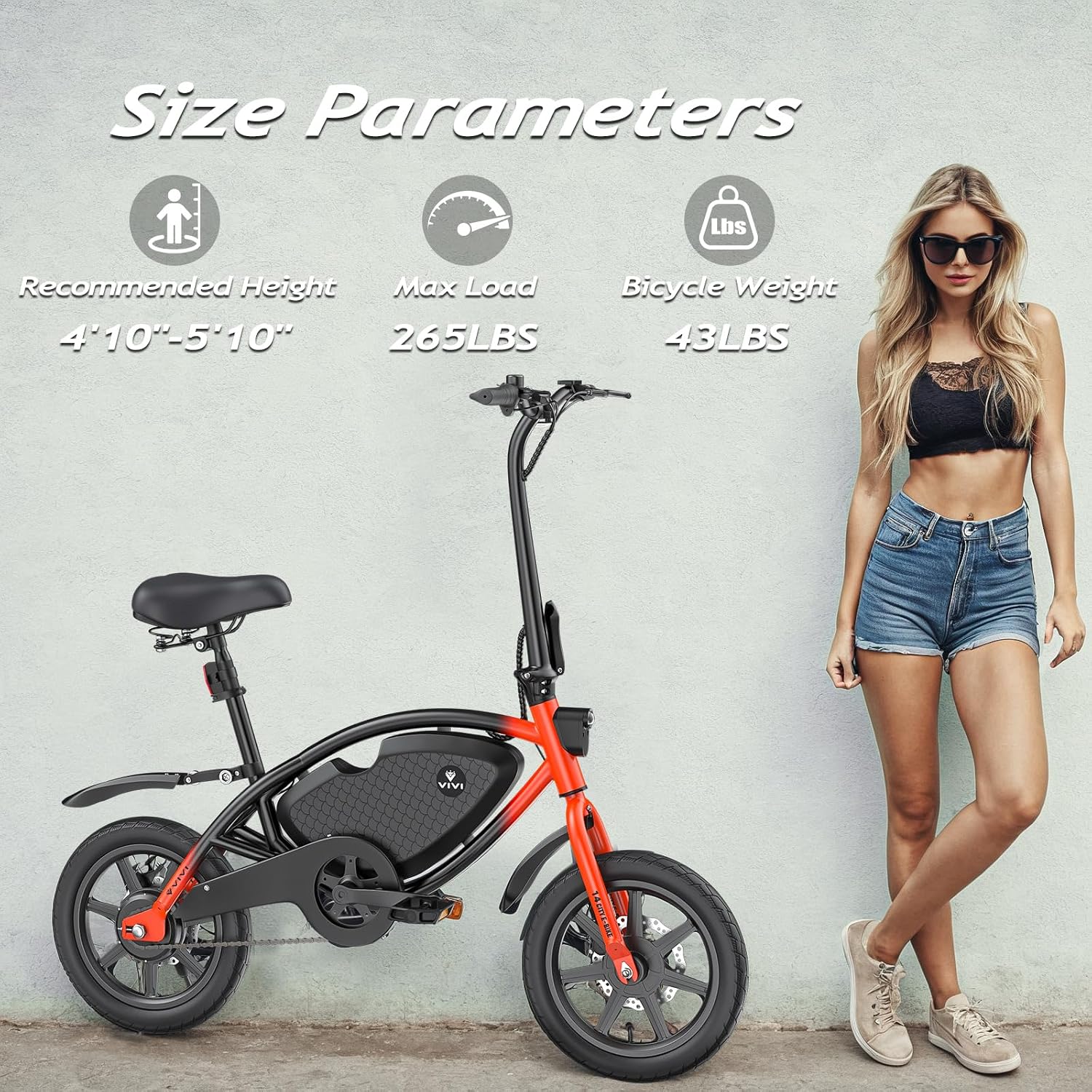 14" Folding Electric Bike for Adults & Teens – Compact City E-Bike with Cruise Control & Long-Range Assist