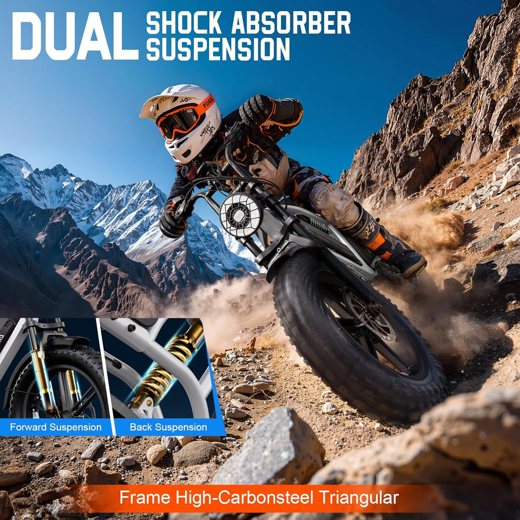 20-Inch Fat Tire Electric Bike for Adults – All-Terrain Off-Road E-Bike with Powerful Motor & Extended Range