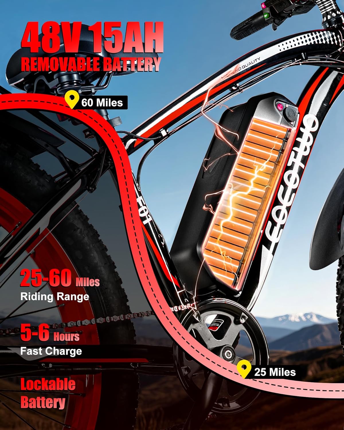 26" Fat Tire Electric Bike for Adults, 1500W Peak Motor, 28+ MPH, 7-Speed Electric Mountain Bike with Long-Range Performance