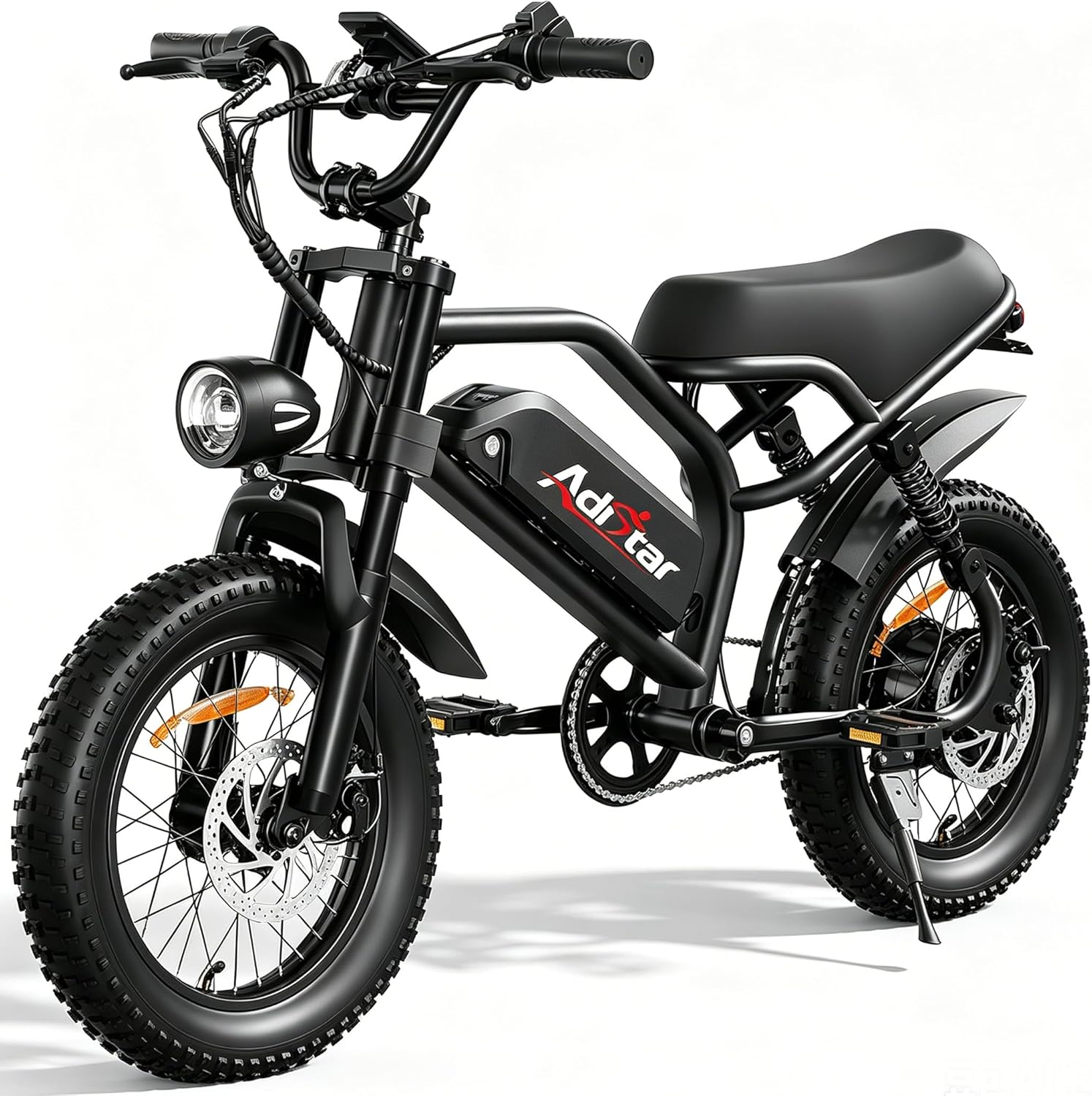 1500W Peak Electric Bike for Adults & Teens – 16-Inch Fat Tire All-Terrain E-Bike with Full Suspension & Up to 65-Mile Range