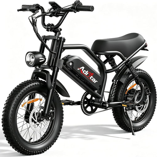 1500W Peak Electric Bike for Adults & Teens – 16-Inch Fat Tire All-Terrain E-Bike with Full Suspension & Up to 65-Mile Range
