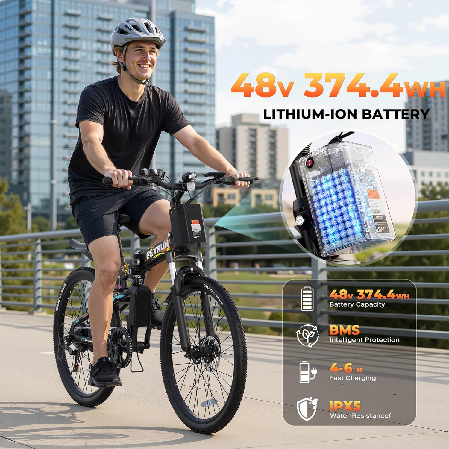 26" Folding Electric Bike for Adults, 750W Peak Motor, Up to 50+ Miles Range, 20 MPH Commuter eBike with Dual Disc Brakes & Hydraulic Suspension, UL Certified