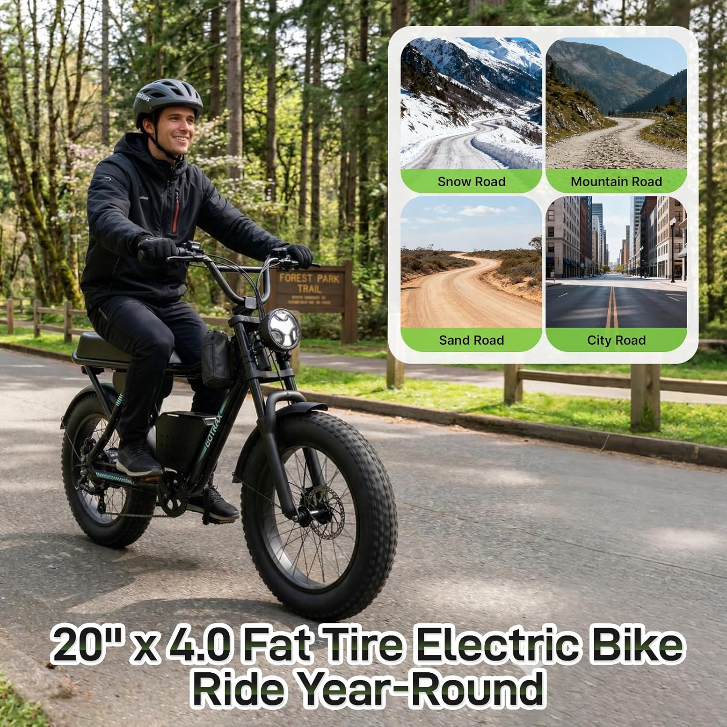 750W Electric Bike for Adults – 20" Fat Tire E-Bike, 25 MPH Top Speed, Up to 45 Miles Range, Basket & Frame Bag Included